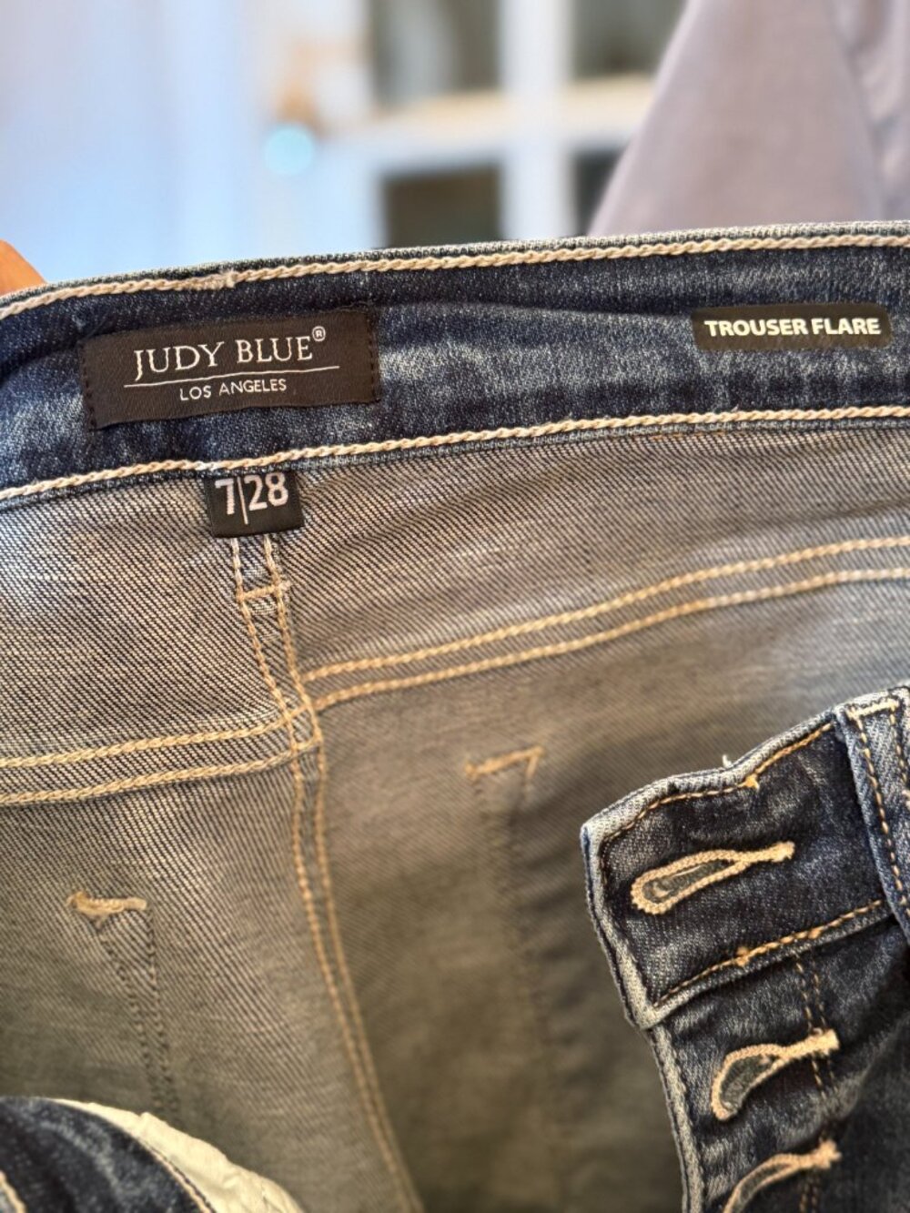Judy Blue stretch Trouser Flare Ripped Button Fly Jeans Women's 7/28 see descr. - Picture 8 of 8
